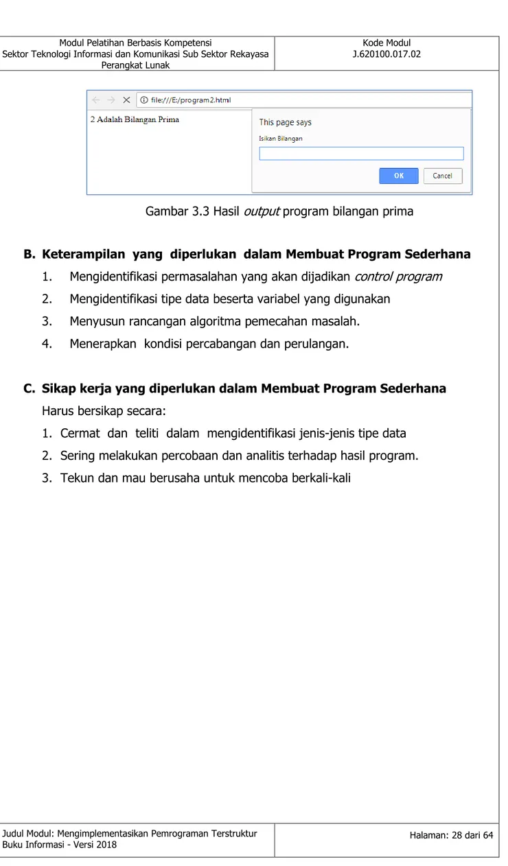 Gambar 3.3 Hasil output program bilangan prima 