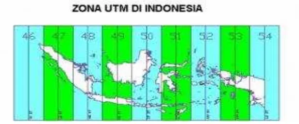 Gambar 2. 5 Zona UTM di Indonesia 