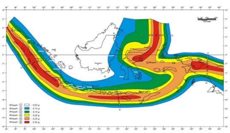 Tabel 2.1  Percepatan Puncak Batuan untuk Masing-masing Wilayah Gempa 