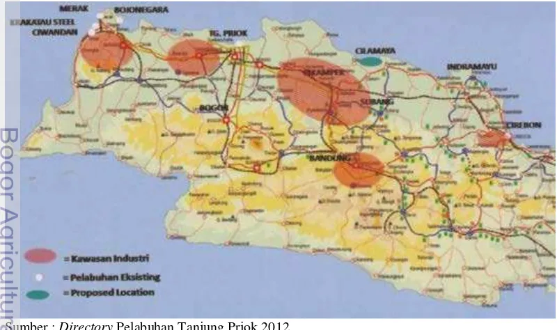 Gambar 3.1 Peta potensi hinterland Pelabuhan Tanjung Priok 