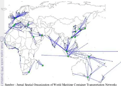 Gambar 3.9 Arus lalu lintas perdagangan dunia di Asia, Eropa, Africa dan 