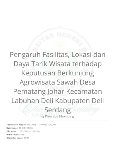 Pengaruh Fasilitas, Lokasi Dan Daya Tarik Wisata Terhadap Keputusan ...