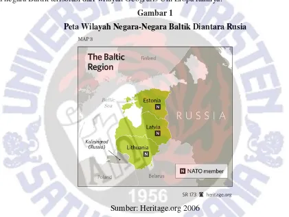 Gambar 1 Peta Wilayah Negara-Negara Baltik Diantara Rusia 