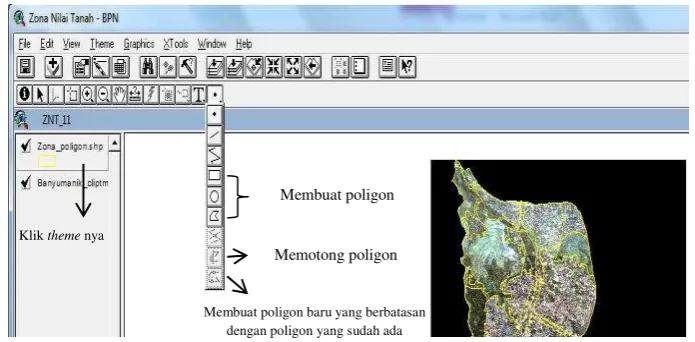 Gambar 3.12. Tampilan proses digitasi pada ArcView 
