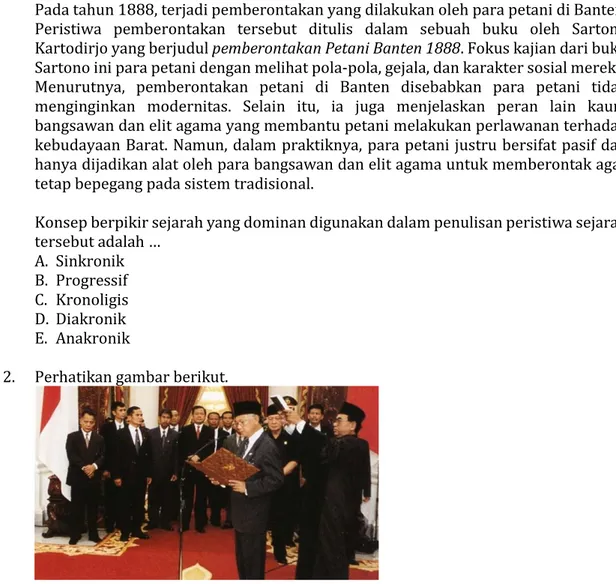Gambar tersebut merupakan foto pelantikan B.J. Habibie sebagai presiden RI ke-3  Indonesia