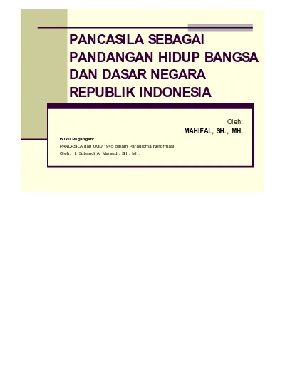 PANCASILA SEBAGAI PANDANGAN HIDUP BANGSA