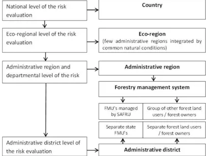 Figure – Scheme of the multilevel risk evaluation of the controlled wood for Ukraine 