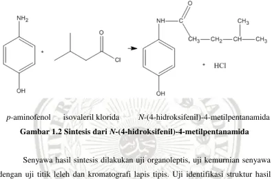 Gambar 1.2 Sintesis dari N-(4-hidroksifenil)-4-metilpentanamida 