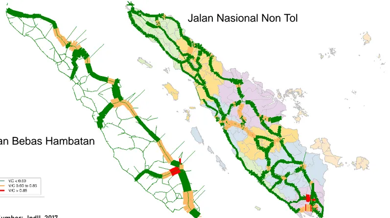 Ilustrasi 3: Pengembangan Lebih Lanjut jaringan jalan  nasional dan jalan tol di Sumatra (2035) 