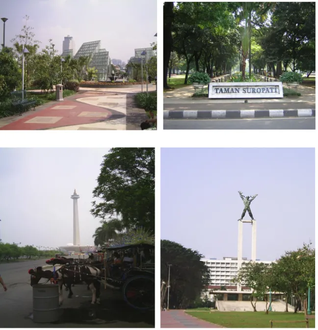 Gambar 2. Taman Kota: Taman Menteng, Taman Monas, Lapangan Banten, dan Taman Suropati 