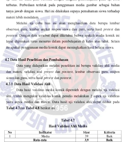 Tabel 4.7dan Tabel 4.8 berikut ini : 