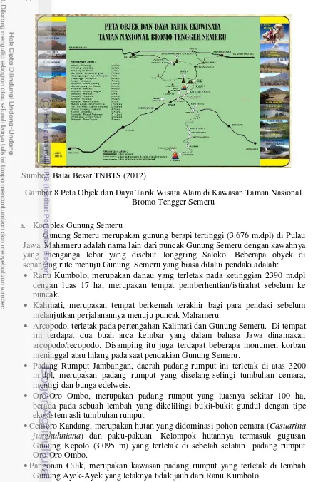 Gambar 8 Peta Objek dan Daya Tarik Wisata Alam di Kawasan Taman Nasional  