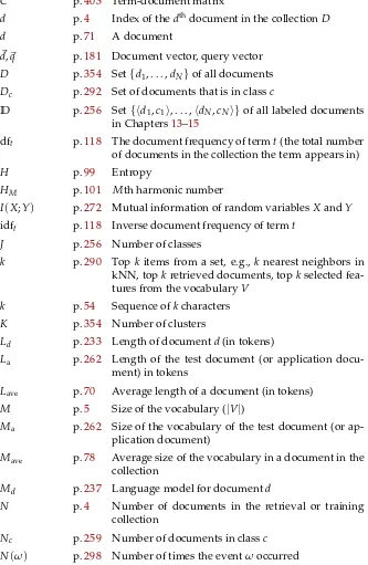 Table of Notation