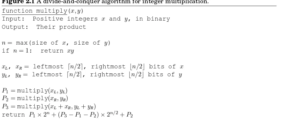 Figure 2.1 A divide-and-conquer algorithm for integer multiplication.