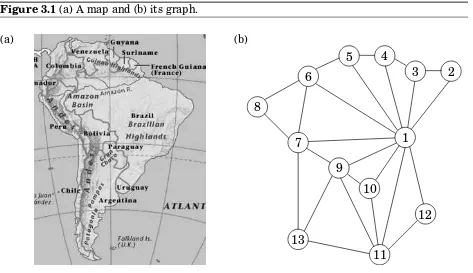 Figure 3.1 (a) A map and (b) its graph.