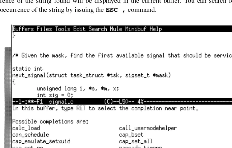 Figure 2-3 Emacs tags-search function.