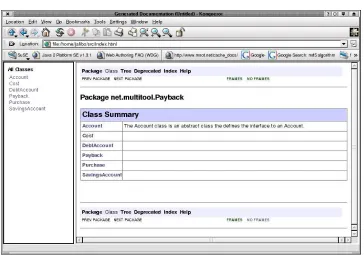 Figure 5.1 Javadoc documentation viewed in Konqueror Web browser
