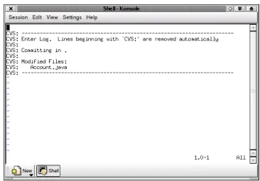 Figure 8.2 CVS asking for commentary as part of a commit
