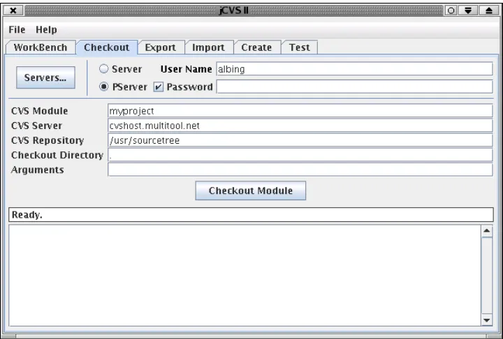 Figure 8.7 jCVS checkout screen