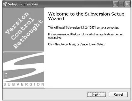 Figure 3.1. The SVN setup program makes installation on Windows easy.