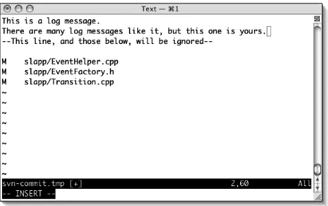 Figure 5.1. Adding a log with a text editor.