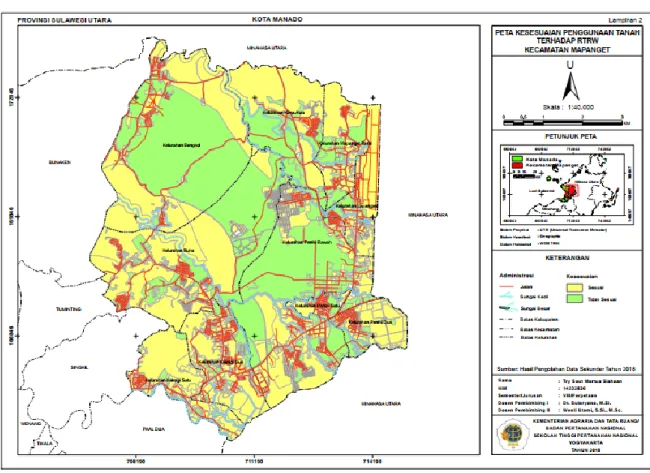 Gambar 1. Peta Kesesuaian Penggunaan Tanah Terhadap RTRW Kec.Mapanget 