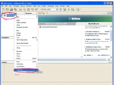 Figure 2.1: Enabling Assertions with NetBeans – Steps 1 & 2