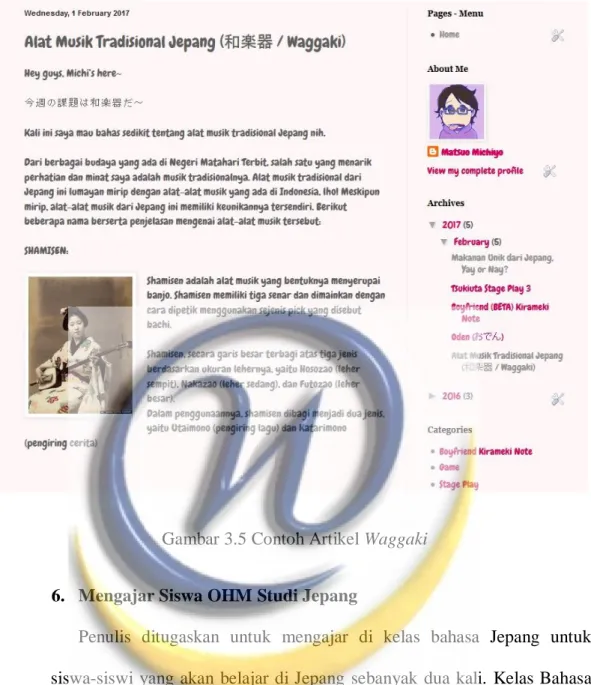Gambar 3.5 Contoh Artikel Waggaki 