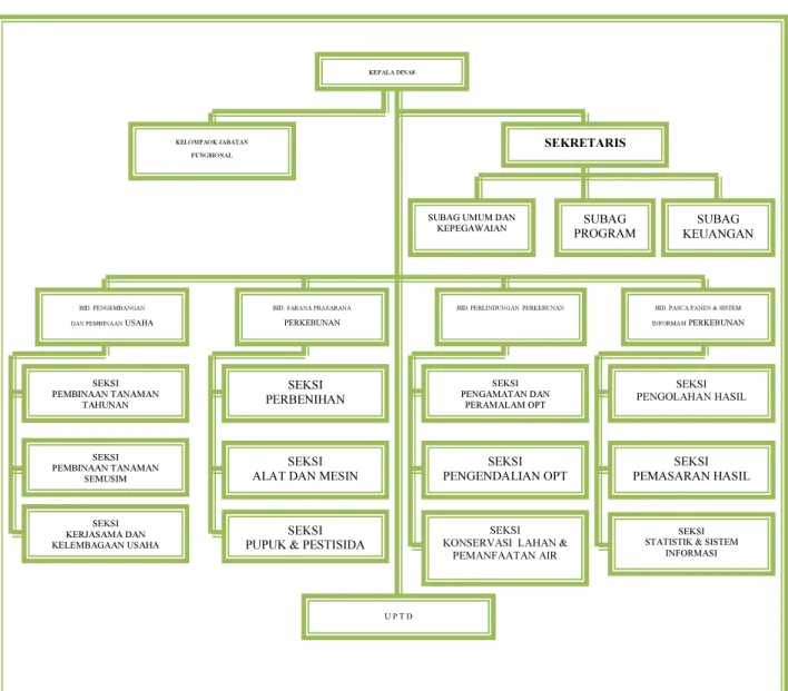 Gambar 1 : Struktur Organisasi Dinas Perkebunan Provinsi Sulawesi Selatan 