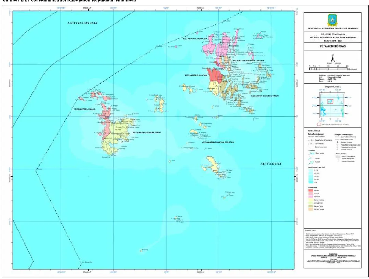 Gambar 2.1 Peta Administrasi Kabupaten Kepulauan Anambas