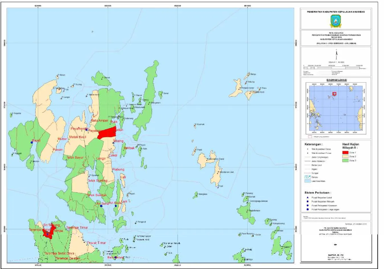 Gambar 2.10.b Peta Area Berisiko Air Limbah Domestik Kabupaten Kepulauan Anambas (Wilayah Kajian II)