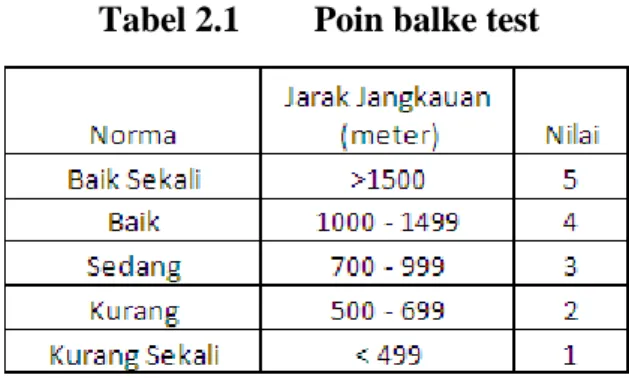 Tabel 2.1  Poin balke test 