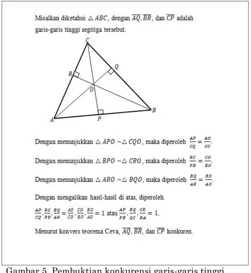 Gambar 5. Pembuktian konkurensi garis-garis tinggi          segitiga dengan konsep kesebangunan 