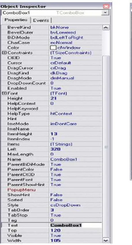 Gambar 1.6. Properties dan Even ComboBox  