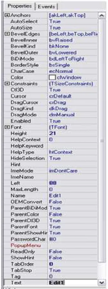 Gambar 1.4. Properties dan Even EditBox 