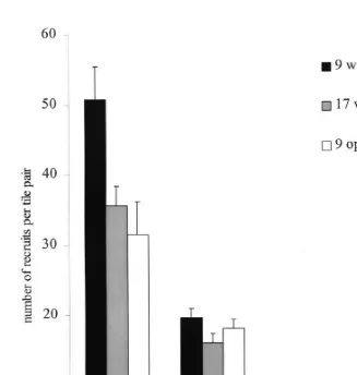 Fig. 5. Abundance (mean number6ﬁrst deployed for 9 weeks in the open on the reef crest (represented by the dark bars)