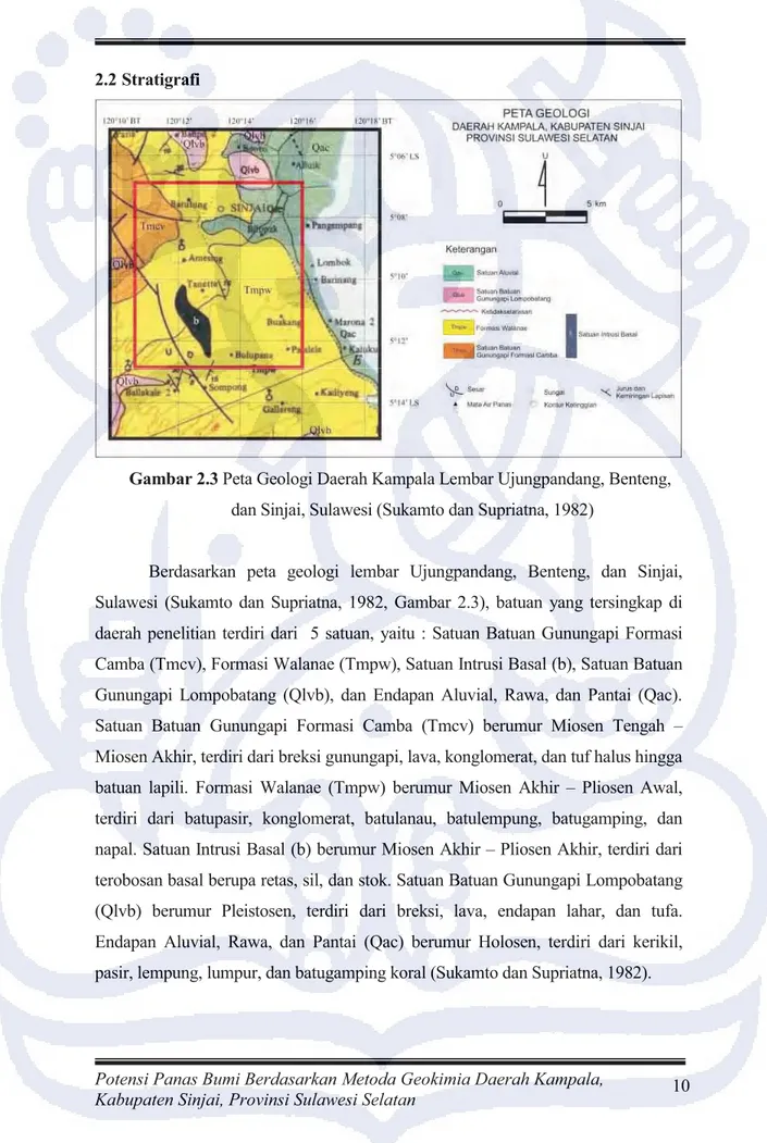 Gambar 2.3 Peta Geologi Daerah Kampala Lembar Ujungpandang, Benteng, dan Sinjai, Sulawesi (Sukamto dan Supriatna, 1982)
