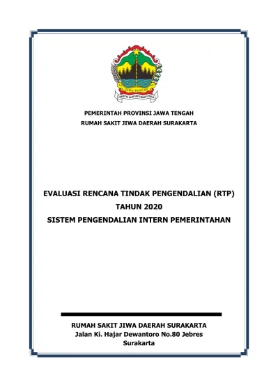 EVALUASI RENCANA TINDAK PENGENDALIAN (RTP) TAHUN 2020 SISTEM ...