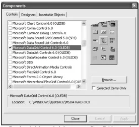 Gambar 1. Menambah komponen DataGrid control 