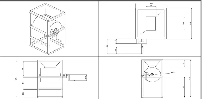 Gambar 2. Gambar proyeksi reaktor kompos 