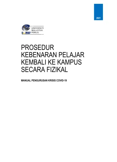 PROSEDUR KEBENARAN PELAJAR KEMBALI KE KAMPUS SECARA FIZIKAL MANUAL ...