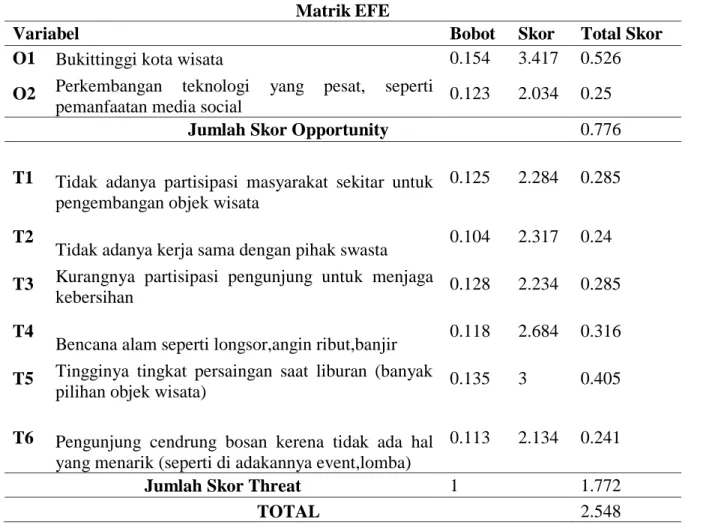 Tabel 3  Matrik EFE 