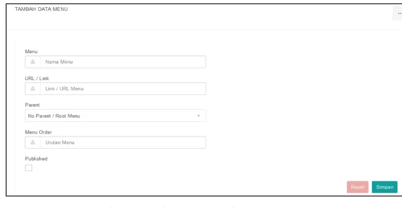 Gambar 3.5 – Data Menu (Tampilan Awal) 