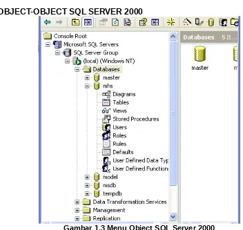 Gambar 1.3 Menu Object SQL Server 2000