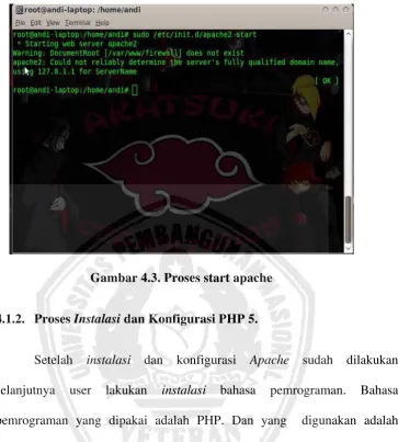 Gambar 4.3. Proses start apache 