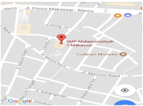 Gambar 3.1 :  peta lokasi SMP Muhammadiyah 1 Makassar  (  sumber :http//:google maps.com ) 