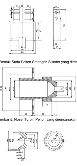 Gambar 4. Bentuk Sudu Pelton Setengah Silinder yang direncanakan 