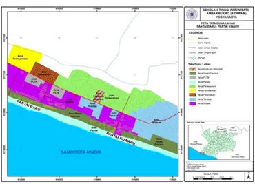 Gambar  2.    Peta  Tata  Guna  Lahan  di  Kawasan  Pantai  Baru  dan  Pantai  Kuwaru 