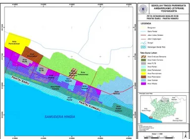 Gambar  5.    Peta  Sebaran  Genangan  Banjir  Rob  dan  Dampaknya  terhadap  Fasilitas  di Kawasan Pantai Baru dan Pantai Kuwaru 
