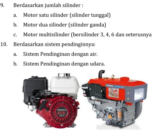 Gambar  7. Motor Bakar bensin 4 langkah (kiri) motor  diesel 4 langkah (kanan) 